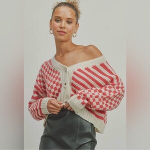 🆕🤍Buttermelon Red Checkered Cardigan